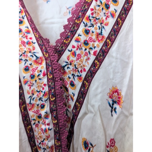 Blue Rain womens top size Small boho‎ Floral deep v neck line stretchy - Picture 3 of 8